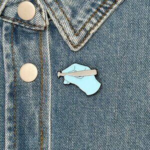 🤩Blue hand holding dental drill Enamel Pin with Rubber Clutch For Jacket🤩